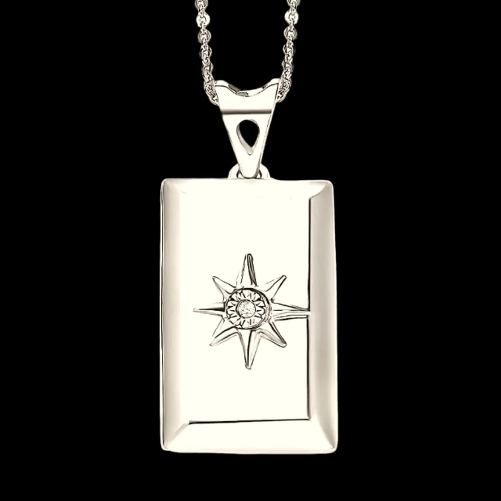 🔥Diamond Accent Bar Pendant Necklace 20 Inches in Platinum Over Sterling Silver